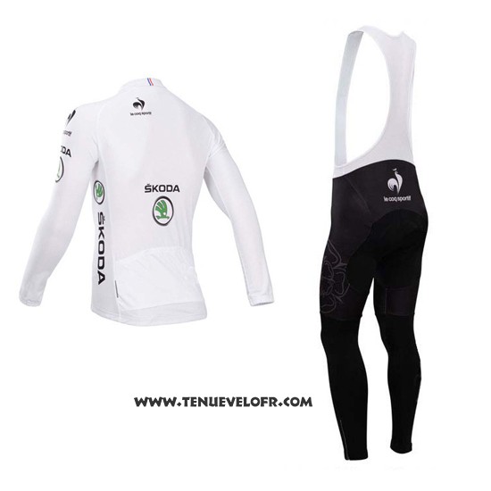 2014 Maillot Ciclismo Tour DE France Blanc Manches Longues et Cuissard